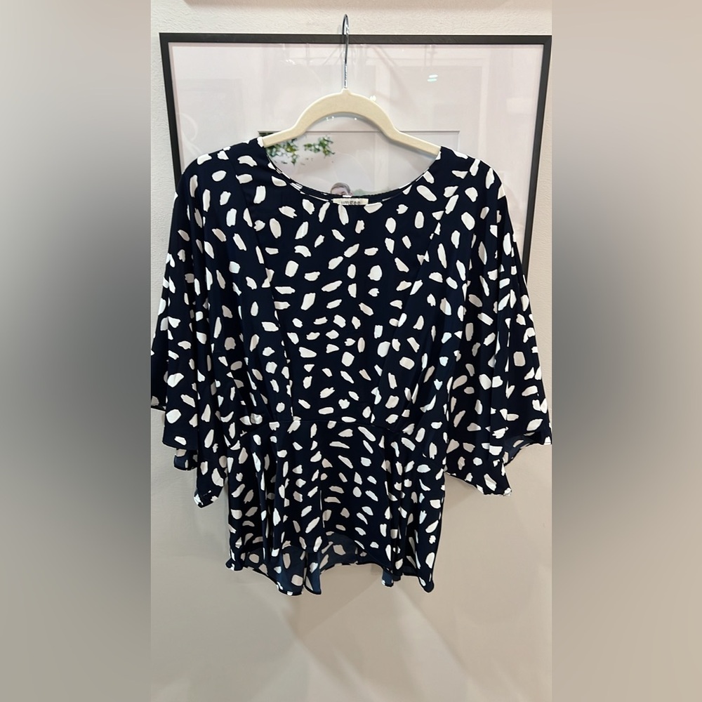 Navy and White Blouse